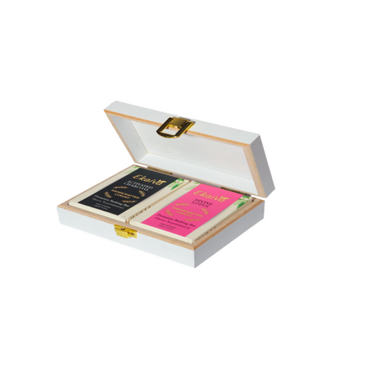 Ekaiva Organics Luxury Gift Box - Classic Collection: Activated Charcoal & Divine Lotus Bathing Bars in an Elegant Engineered Wooden Box