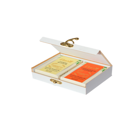 Ekaiva Organics Luxury Gift Box - Deluxe Duo: Jasmine Blossom & Sandalwood Saffron Bathing Bars in an Elegant Engineered Wooden Box