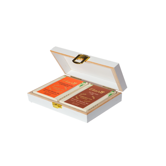 Ekaiva Organics Luxury Gift Box - Classic Collection: Sandalwood Saffron & Almond Oil Bathing Bars in an Elegant Engineered Wooden Box