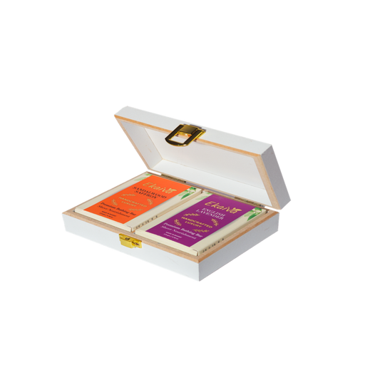 Ekaiva Organics Luxury Gift Box - Classic Collection: Sandalwood Saffron & English Lavender Bathing Bars in an Elegant Engineered Wooden Box