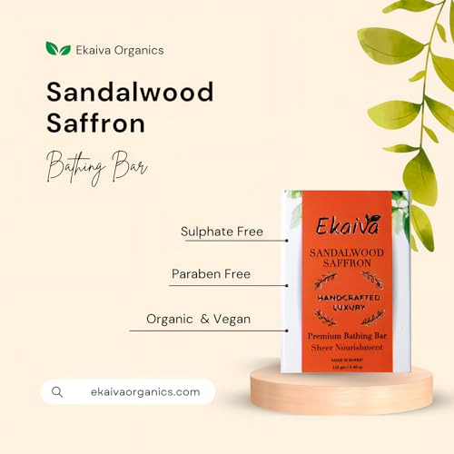 Sandalwood & Saffron Daily Bathing Soap for Nourishing Radiance & Gentle Cleansing, 125 gm